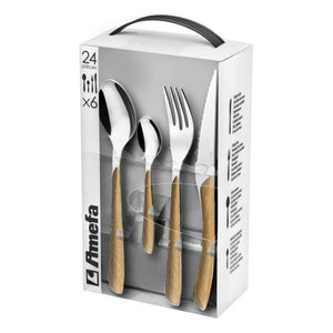 Cutlery set Amefa Eclat Wood Metal Stainless steel (24 pcs) - kogklogt.dk