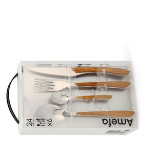 Cutlery set Amefa Eclat Wood Metal Stainless steel (24 pcs) - kogklogt.dk