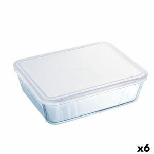 Rektangulær madkasse med Låg Pyrex Cook & Freeze 22,5 x 17,5 x 6,5 cm 1,5 L Gennemsigtig Silikone Glas (6 enheder)