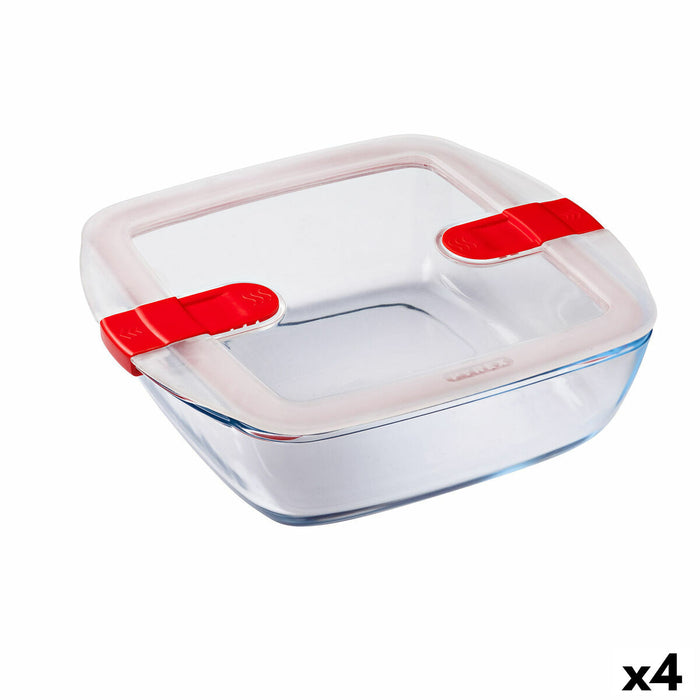 Hermetisk madkasse Pyrex Cook & Heat 25 x 22 x 7 cm 2,2 L Gennemsigtig Glas (4 enheder)