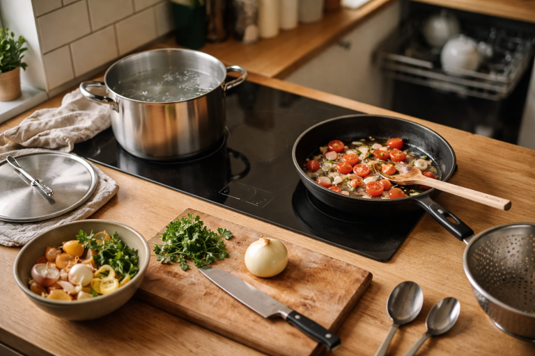 Få aftensmad hurtigere (og færre tallerkener): mine 7 køkkenvaner der faktisk holder i hverdagen