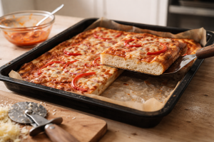 Bradepandepizza med sprød bund og luftig dej