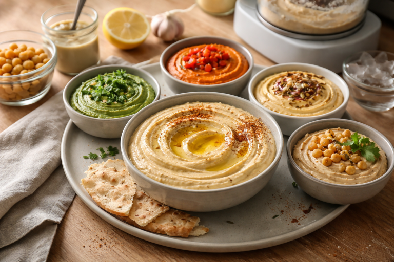Hummus: klassisk base, 5 smagsvarianter - og sådan får du den ekstra cremet