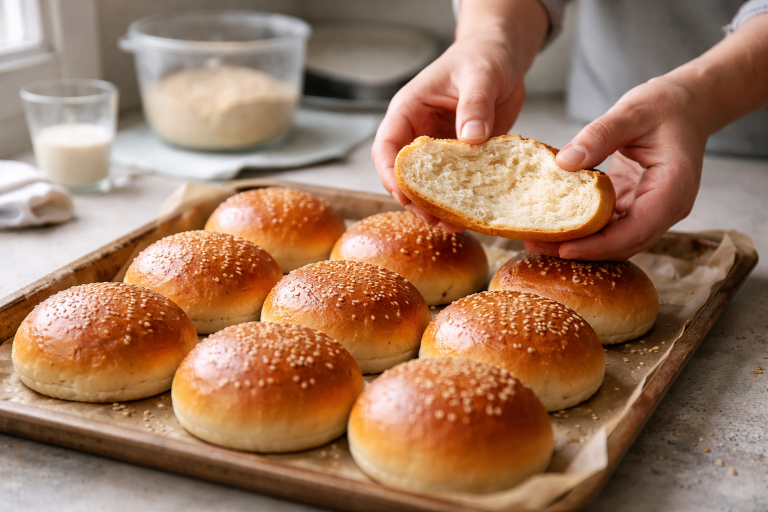 Burgerboller - bløde og luftige med tidsplan og fryseguide